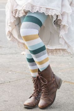 Extraordinary Elemental Stripes Regular Outfits, Striped Thigh High Socks, Half Socks, Japanese Uniform, Thigh High Sock, Stripe Socks, Striped Tights, Toddler Socks, Layered Fashion