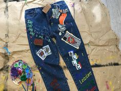 "boho jeans Blots on jeans Spray Paint Splatter Jeans festival clothing Hand Painted Paint splash Ralph jeans Jeans paint graffiti clothes Under the order we will draw any drawings on jeans. Any size jeans of your choice. Write us a personal message and we will discuss everything. A perfect gift for those who like exclusive things Unique artworks by paint we can choose clothes of your size paints for textile, paints for fabrics, not washed off Selection of clothing size and drawing pattern on th Trendy Paint Splatter Denim Bottoms, Trendy Denim Bottoms With Paint Splatter, Spring Streetwear Jeans With Paint Splatter, Trendy Paint Splatter Denim Jeans, Artistic Streetwear Jeans For Spring, Artistic Jeans For Spring Streetwear, Hand Painted Denim Jeans For Streetwear, Graffiti Clothing, Fancy Birthday Party