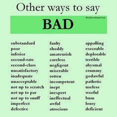 a green poster with the words'other ways to say bad '