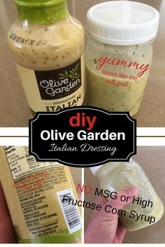 three different views of homemade olive garden dressing