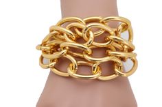 Women Fashion Chains Bracelet Style : Dress / Weekend Condition : Brand new Color : Gold metal chain links Wrist Size: Adjustable 7 - 9 4/8" Metal Chain Ring With Link Shape, Metal Chain Ring With Gold Link Chain, Gold Chain Link Ring Made Of Metal, Gold Metal Chain Link Ring, Gold-tone Chain Link Bracelets, Gold Metal Link Chain Ring, Metal Link Bracelet With Chain Strap, Metal Link Chain Charm Bracelet, Metal Oval Link Chain Ring