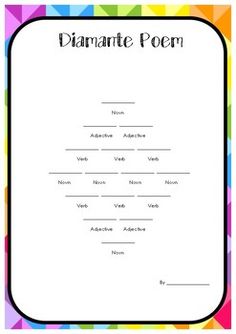 a poster with the words diamatte poem in black and white on rainbow triangles