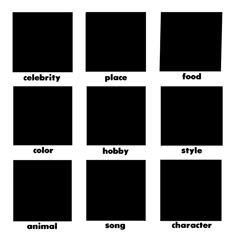 black and white squares with words describing the different types of animals in each one's body