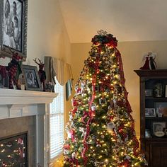 a decorated christmas tree in a living room