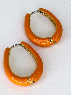 Orange Enamel Hoop Funky Jewelry Fun jewelry Lead & Nickel FREE Trendy Yellow Hoop Jewelry, Nickel-free Orange Hoop Earrings, Nickel Free Enamel Hoop Jewelry, Nickel-free Enamel Hoop Jewelry, Trendy Enamel Hoop Jewelry, Trendy Small Hoop Orange Earrings, Trendy Small Hoop Orange Jewelry, Flannel Coat, Loungewear Dresses