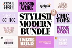 STYLISH MODERN Font Bundle V1 - 12 Fonts! This font bundle is elegant and full of style! These trendy fonts are perfect for invitations, t-shirt design, birthday parties, procreate, weddings, Cricut, and more! Click the link to download it now! #fonts #font #typography #typeface #script #calligraphy #retro #vintage #modern #webfont #serif #seriffont #sans #sansserif #sansseriffont #displayfont #fontfamily #handwriting #handwritten #fontsandcalligraphy #creativemarket Font Love, Fonts Modern, T Shirt Fonts, Modern Fonts Free, Trending Fonts, Contemporary Typography, Trendy Fonts, Commercial Use Fonts, Design Birthday