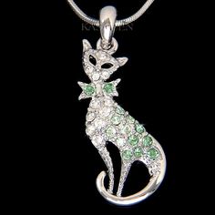 "PERFECT CHRISTMAS GIFT FOR LADIES This is a Brand New, Elegant Aqua Baby Blue Kitty Cat Pendant with Swarovski crystals. It comes with a FREE 18\" Original Rhodium Plated Snake Chain Necklace. Cat Pendant Size: 5/8\" (1.5cm) X 1 1/2\" (3.8cm) Crystal Color: Aqua, Crystal Clear Prices are in US$. For shipping policies and other important information, click on \"profile\" on the right. See an item that you like but has already been sold? Contact me to see if I have more! Thank you for stopping by Flamingo Necklace, 20 Birthday, Jewelry Kids, Pink Dragonfly, 20th Birthday Gift, Necklace Cat, Stick Earrings, Children Christmas, Necklace Cute