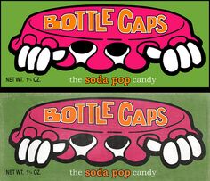 two pink and green bottle caps with the words bottle caps on them