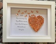 a heart shaped frame with two butterflies on it and a poem written in the middle