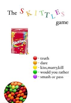 the skittles game is shown with candy