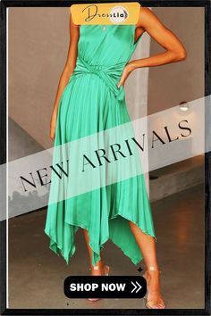 Fashion Solid Fold One Shoulder Irregular Dress Dresses(6 Colors) Summer Solid Color Asymmetrical Dress, Casual Solid Color Asymmetrical Dress For Party, Green Asymmetrical Midi Dress For Summer, Spring Pleated Asymmetrical Maxi Dress, Summer Asymmetrical Solid Color Dress, Summer Asymmetrical Dress In Solid Color, One Shoulder Solid Color Summer Midi Dress, Summer One-shoulder Solid Color Midi Dress, Summer Solid Color One-shoulder Midi Dress