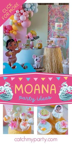 moan birthday party with cupcakes and decorations