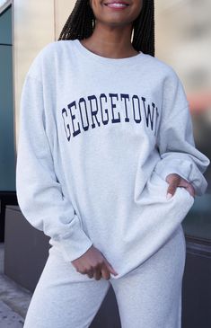 Erica Georgetown Crew Neck Sweatshirt Color Sweatshirt, John Galt, Top Collection, Model Measurements, Pacsun, Oversized Fits, Long Sweatshirt, Crew Neckline, Effortless Style