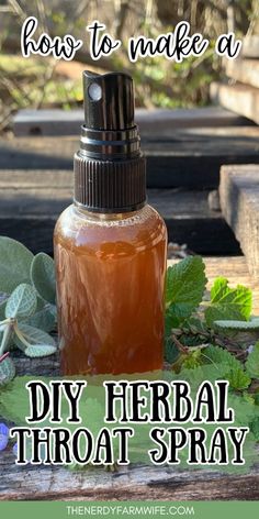 Here's a quick and easy home remedy for sore throats! This DIY herbal throat spray is made with tincture (or tea) plus honey & a small amount of (optional) peppermint extract to help soothe and relieve a sore throat! Diy Throat Lozenges, Home Remedy Recipes, Sore Throat Herbal Remedy, Sore Throat Tea Remedies, Herbal Throat Spray, Diy Throat Spray, How To Heal Strep Throat Naturally, Dry Sore Throat Home Remedies, Diy Strep Throat Remedy