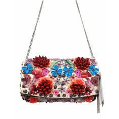 Made In India Beautiful Multi Color Hand Sewn Sequins And Beaded Shoulder Bag With Removable Silver Tone Straps Allowing To Use It As A Clutch Flap Closure With Snap Button Interior With White Cotton Lining And 1 Slip Pocket Measure Approximately 8”H X 5” W X 2.5” D New With Tag Summer Embellished Clutch Bag, Spring Embellished Rectangular Bag, Spring Evening Embellished Bags, Embellished Multicolor Shoulder Bag For Summer, Embellished Multicolor Summer Shoulder Bag, Spring Embellished Bags For Everyday Use, Red Embellished Clutch Shoulder Bag, Embellished Multicolor Evening Bag, Spring Embellished Bags For Everyday