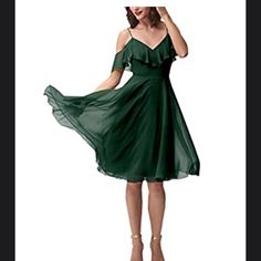 V-Neck, Ruffles, Chiffon, Knee Length, Green Dress Never Worn. New With Tags. Sizes 4 And 6 Bridesmaid Dresses Short, Dresses For Women Formal, Gowns Online Shopping, Davids Bridal Bridesmaid Dresses, Bridesmaid Dress Colors, Bridesmaid Dresses Prom, Short Bridesmaid Dresses, Women Formals, Formal Gown