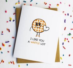 i like you a waffle lot card with sprinkles on the ground