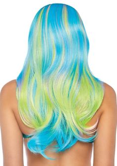 Mesmerizing mermaid to magical unicorn, you'll put out majorly mythical vibes in the 27" Mystic Hue Long Wig. This otherworldly wig features multi-color locks and gentle beachy waves. This sexy siren wig is the perfect way to elevate a festival outfit or add that finishing touch to a Halloween costume. Adjustable Wig Cap Fits Most. Made from 100% synthetic fibers. Wavy Beach Curls, Mermaid Wig, Purple Streaks, Wild Hair Color, Beach Curls, Color Locks, Wavy Style, Dye Ideas, Mermaid Costume