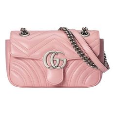 (WMNS) GUCCI Marmont Series Clutch mini Pink 446744-DTDIP-5815 (Women's/Leather/Messenger Bag) Feminine Era, Gg Marmont Small Shoulder Bag, Era Aesthetic, Light Feminine, Cute Bedroom Ideas, Mini Pink, Gucci Marmont, Gg Marmont, Leather Messenger Bag