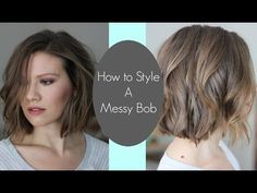 How I Style My Messy Bob // Laura's Natural Life - YouTube Kort Bob, Line Bob Haircut, Angled Bob Haircuts, Messy Bob, Messy Bob Hairstyles, How To Curl Short Hair, Organic Hair, Natural Life, Bob Hairstyle