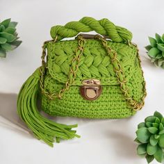 This handmade knitted green bag has a spacious interior and is a very cool piece. You can easily use this bag everywhere in your daily life. Casual Green Hand Knitted Crochet Bag, Handmade Green Crochet Bag With Double Handle, Green Hand Knitted Shoulder Bag, Green Crochet Shoulder Bag, Casual Green Hand-knitted Crochet Bag, Yarn Bag, Pistachio Green, Puff Stitch, Chunky Crochet