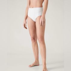 New Athleta White High Waist Swim Bottom, Large Inside Tag Marked To Prevent Store Returns Basic White Sports Bottoms, White Seamless Sports Swimwear, White Seamless Swimwear For Sports, White Seamless Gym Bottoms, Seamless White Gym Bottoms, Basic White Seamless Bottoms, White Basic Seamless Bottoms, Sporty White Seamless Swimwear, Swim Bra