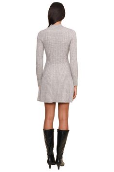 The Adi Dress is our effortless, throw-on-and-go sweater dress. It has a mock neck and slim fitting sleeves. But the magic is in the skirt, the rib is knit into godets to create a cute flounce at the sweep. Perfect with knee high boots. Fall Knits, Slim Sweater, Business Chic, Jumpsuit Jacket, Knitting Accessories, Dress Romper, Hat Hairstyles, Dresses Xs, Jacket Tops