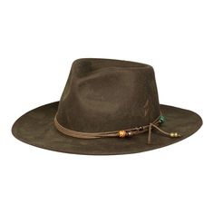 Beaded Strappy Distressed Fedora Hat - Ruediger Hats Felt Beads, Felt Fedora, Our Legacy, Rustic Chic, Fedora Hat, Wide Brimmed, Rustic Charm, Vintage Charms, Wool Felt