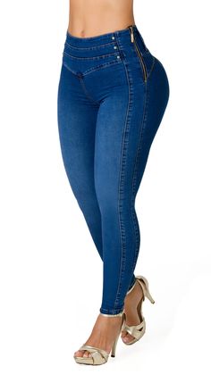 Jean levanta cola skinny secret love 21374PAP-N - Azul Medio Denim Jeans Outfit, Skirt Shapewear, Outfits Con Jeans, Jeans Outfit Casual, Denim Chic, Shoes For Leggings, Pants And Leggings, Secret Love, Short Leggings