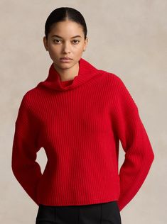 Rendered in the season’s neutral color palette, this rib-knit mockneck sweater is made with a luxe blend of Italian wool and cashmere. Chic Ribbed Polo Sweater For Winter, Fall Cashmere Polo Sweater With Funnel Neck, Fall Polo Sweater With Ribbed Cuffs And Funnel Neck, Fall Cashmere Funnel Neck Polo Sweater, High Neck Cashmere Sweater With Ribbed Collar, Ralph Lauren Classic Fall Sweater, Classic Textured Knit Turtleneck For Fall, Ribbed Funnel Neck Cashmere Sweater, Elegant Ribbed Polo Sweater For Winter