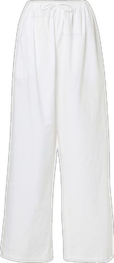 Chic Drawstring Cotton Pants, Cotton Wide Leg Pants With Drawstring, White Drawstring Wide Leg Pants For Summer, Summer White Wide Leg Pants With Drawstring, White Cotton Wide Leg Pants With Elastic Waistband, White Cotton Wide Leg Pants With Drawstring, Summer Wide Leg Cotton Pants For Daywear, Cotton Wide Leg Pants With Drawstring For Summer, Summer Cotton Wide Leg Pants With Drawstring