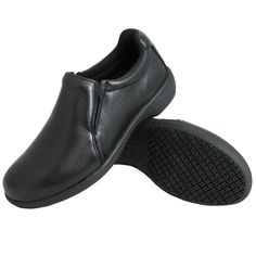 Reduce foot tension, pressure, and stress with this pair of Genuine Grip 410 women's size 5 wide width black ultra light non slip slip-on shoes. A staple in foodservice, healthcare, and hospitality settings, slip-on shoes provide the necessary support to minimize foot, ankle, knee, and back pain during long shifts. Combined with a "walking on air" polyurethane footbed, these slip-on shoes are sure to provide the all-day comfort your staff needs to stay on their feet for the entirety of their shi Casual Work Shoes, Slip Resistant Shoes, Shoe Trends, Nursing Shoes, Casual Dress Shoes, Wide Shoes, Casual Work, Black Slip Ons, Work Shoes