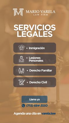 a flyer for a law firm with the words serviceos legales written on it