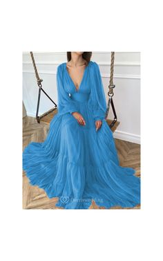 Sexy V-neck Puff Long Sleeve Chiffon Layered Empire Dress - Dorris Wedding Puff Long Sleeves, Empire Dress, Dresses Elegant, Chiffon Long Sleeve, Elegant Wedding Dress, Dresses Online, Wedding Flowers, Fashion Inspo, Wedding Dresses