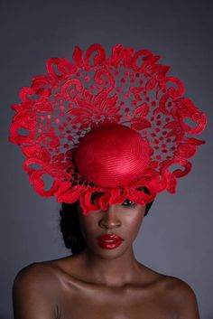 This absolutely gorgeous percher fascinator is made from high quality stiffened guipure lace.  It is secured in place using a custom made headband and a hat elastic.  It is ideal for Royal Ascot,  Ladies Day, Weddings,  Wedding Guest, Mother of the bride or groom and Church. This is an absolute showstopper.  It is available to dispatch in 21 days One size fits all.  Thank you for looking ⚘ Elegant Lace Party Headpieces, Elegant Lace Headpieces For Party, Red Structured Crown Headpiece For Wedding, Elegant Red Headpiece For Formal Occasions, Elegant Red Wedding Headpiece, Lace Fascinator, Fascinator Hats Outfit, Fascinator Hats Diy, Classy Hats