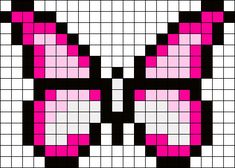 a cross stitch pattern with pink and black squares