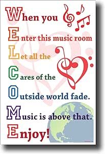 a poster with the words when you listen to music room, let all the areas of the outside world fade music is above that enjoy