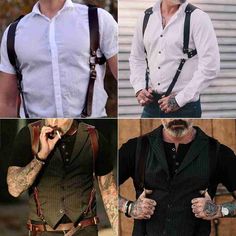 Men Shirt Stays Belt With Non-slip Ties Set Women Braces Bowtie Y-back Adjustable Clip-on Elastic Whimsical Treats, Leather Suspenders Men, Men's Suspenders, Vintage Leather Vest, Free Vibes, Costume Armour, Braces Suspenders, Chest Harness, Suspenders Men