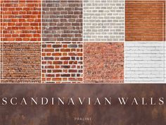 an old brick wall with the words scandinaviana lavanalis written on it in different colors