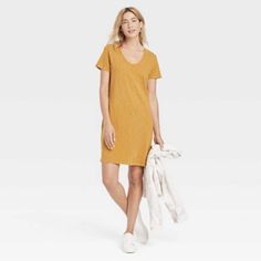 Smoke Free Home. New With Tags Universal Thread Mustard T-Shirt Dress V-Neck Short Sleeve 100% Cotton 36" Long 19" Armpit To Armpit Casual V-neck Mini Dress For Loungewear, Spring V-neck T-shirt Dress For Loungewear, Casual V-neck T-shirt Dress, Relaxed Fit V-neck T-shirt Dress For Summer, Fitted Casual T-shirt Dress For Loungewear, Casual Yellow Dress For Loungewear, Casual Short Sleeve Mini Dress For Loungewear, Yellow Short Sleeve Mini Dress For Fall, Summer Cotton V-neck T-shirt Dress