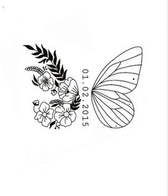 a butterfly with flowers on it's wings and the number four in front of it