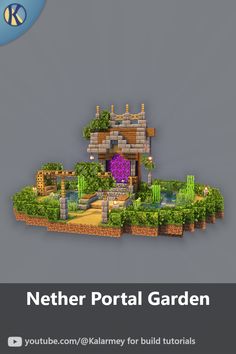 the nether portal garden is designed to look like an island with trees and bushes