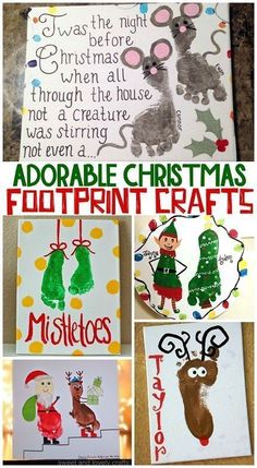 christmas crafts and activities for kids to do with their own hands, including handprints