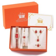 KW Women's Fine Fashion Premium Quality Luxury Style 4PCS Jewelry Watch Gift Set - Divine Inspiration Styles Luxury Diamond Necklace, Retro Bracelet, Watch Set, Bracelet Watches Women, Crystal Jewelry Sets, Watch Gift, Gift Sets For Women, Luxury Earrings, Luxury Diamonds