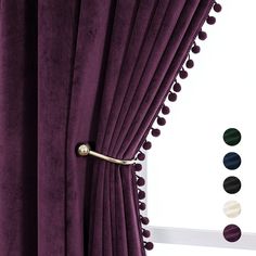 PRICES MAY VARY. HIGH QUALITY: These velvet curtains crafted with high-quality polyester fabric, soft and smooth. Each set includes 2 panels with panel measuring 52-inch width by 84-inch length. POMPOM DESIGN: Decorated with matching pom-pom trimmings on each border, it's features silky-smooth touch and unique pom drape sense, which adds a casual and elegant touches to your living space. FUNCTIONAL: Thick and heavy velvet panels block out a lot of sunlight to protect your room from unwanted ligh Curtains Room, Dark Academia Decor, Velvet Drapes, Curtains For Bedroom, Curtain Room, Beautiful Curtains, Daughters Room, Velvet Curtains, Black Panels