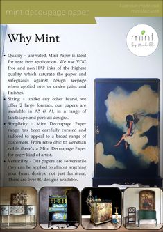 an advertisement for mint's furniture and decor is featured in the article, why mint?