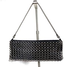 Stunning Very Rare Authentic New Whiting & Davis Silver Metal Mesh Chain-Mail Clutch Bag. Zipper Approx. 4"H X 8.5"W X 1"Drop 6" Imported. Gold Evening Bag, Cream Bags, Messenger Purse, Rhinestone Clutch, Evening Purse, Metallic Bag, Chain Mail, Metal Mesh, Beaded Bags