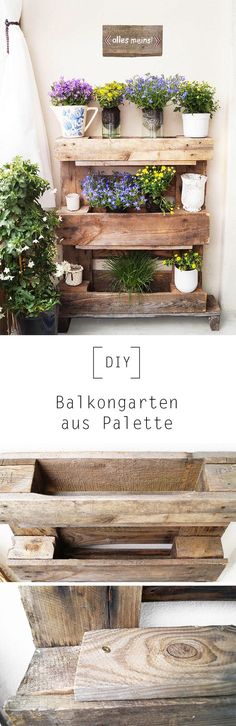 an old pallet is transformed into a planter