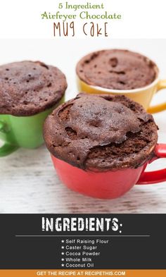 three chocolate muffins in red and green cups