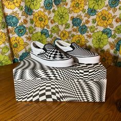 Vans X End Vertigo Collab Slip On Leather Loafer Shoes. Men’s Size 6 Women’s Size 8. Brand New Never Worn #Vans #End #Leather #Slipon #Loafers Vans Patchwork Slip On, Vans Theme Bedroom, Zebra Print Vans, Vans Slip On Artwork, Bad Bunny Vans, Vans Black And White, Leather Loafer Shoes, Shoes Vans, Mens Vans